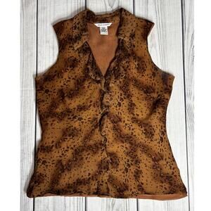 Vintage Y2K Silk Animal Print Tank Top Sz M Richard Malcom VTG Shirt